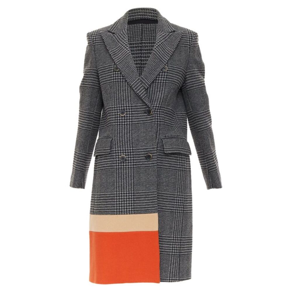 MSGM wool houndstooth color block double breasted coat